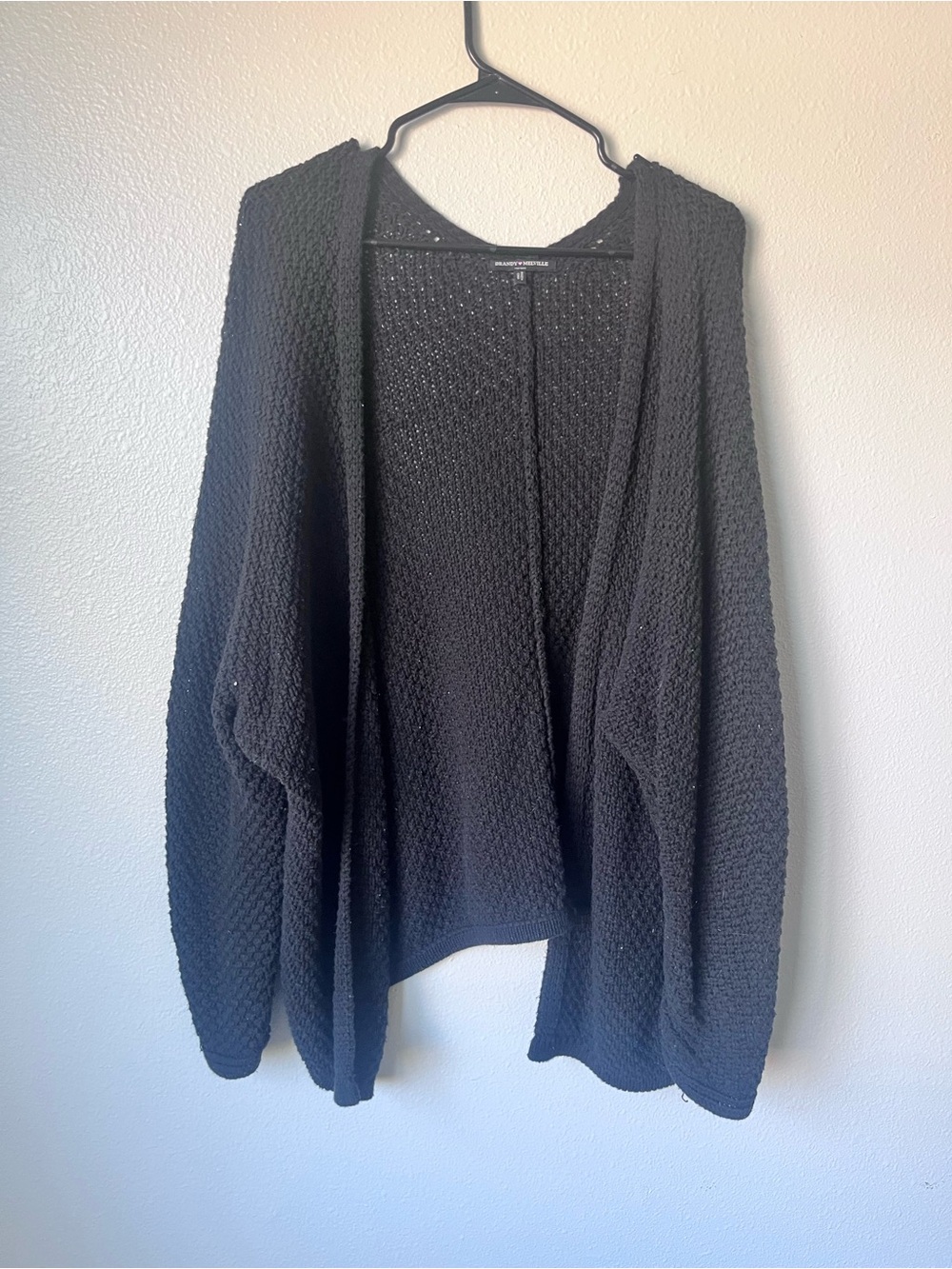 Brandy Melville Black Oversized Open-Front Women’s Knit Cardigan Sweater